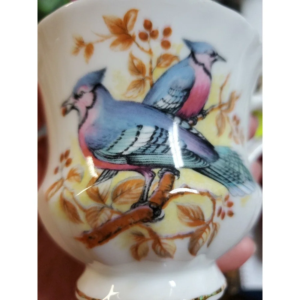 Vintage Royal Dover Bluejay Fine Bone China Teacup‎ Replacement Pair